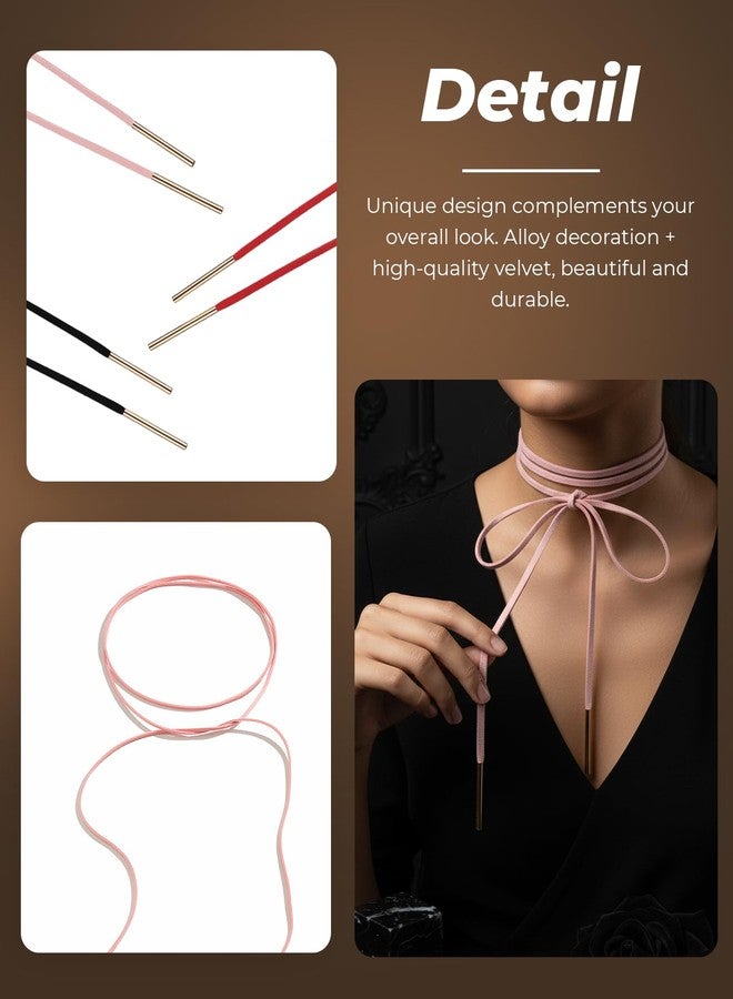 Geyynow 3 PCS Gothic Tie Necklace, Red Bow Ribbon Choker, Sexy Long Black Wrap Around Necklace for Women - Image 4